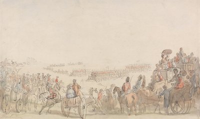 Überprüfung der leichten Freiwilligen auf dem Wimbledon Common von Thomas Rowlandson